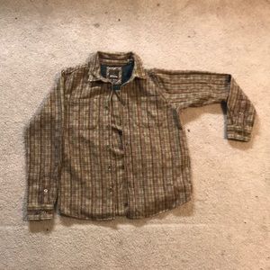 Prana Small Mens Brown, Yellow, Orange Flannel